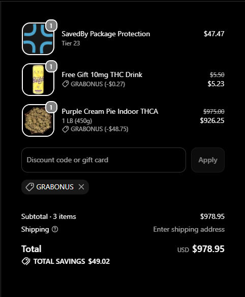 Checkout screenshot with code GRABONUS applied