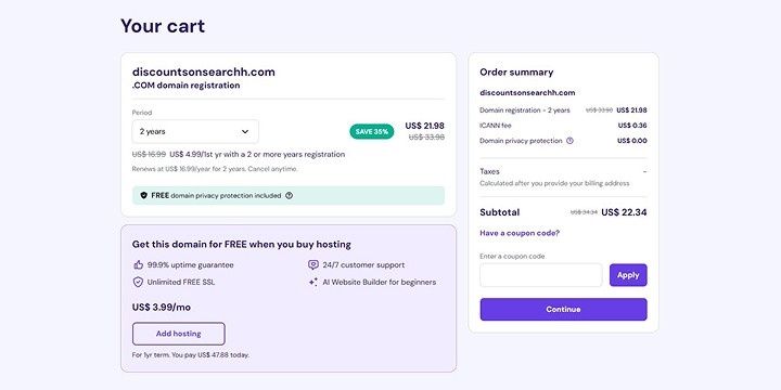 hostinger coupon code for domain renewal